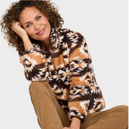 Half Zip Print Fleece Top - LU251